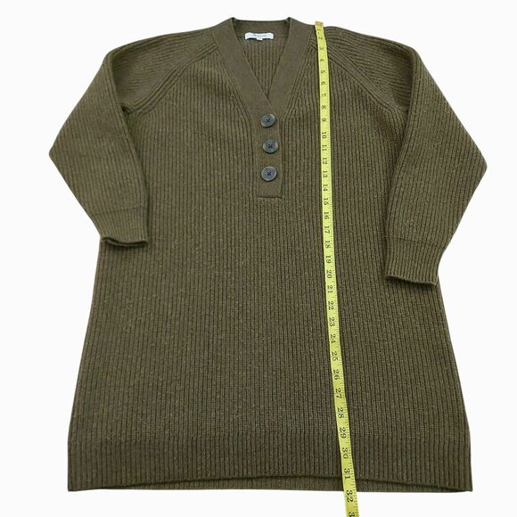 Madewell Henley Sweater Dress Womens Small Olive Green Merino Wool Blend Knitted - Picture 11 of 13